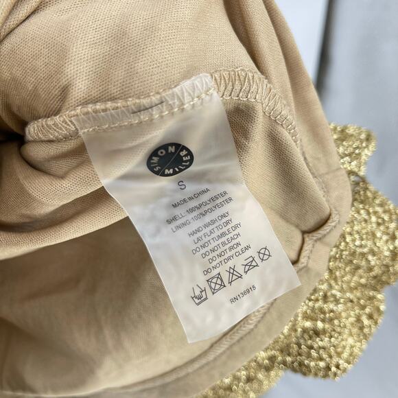 SIMON MILLER | NWT Beep Beep Mini Dress in Star Gold Lurex Crochet S - Picture 12 of 13